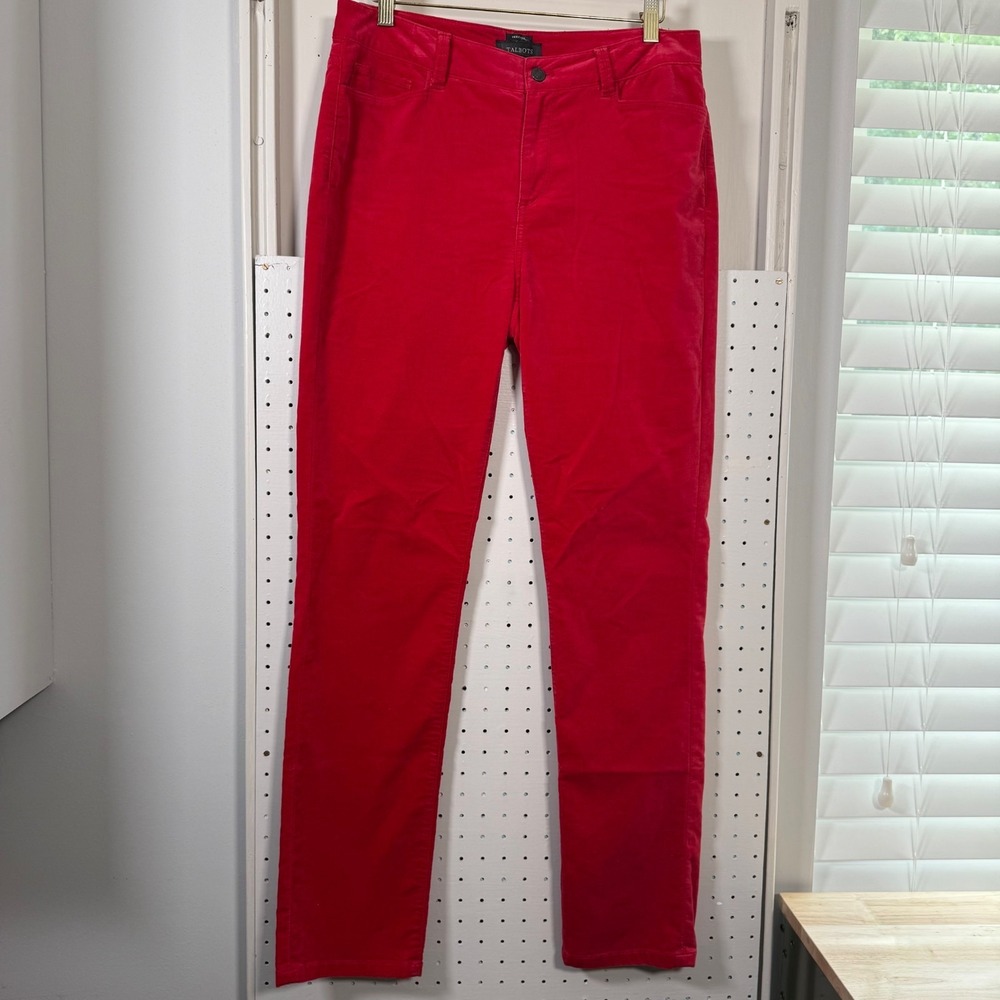 Talbots Heritage High Rise Straight Leg Velveteen Pants Women's Classic Red - 8